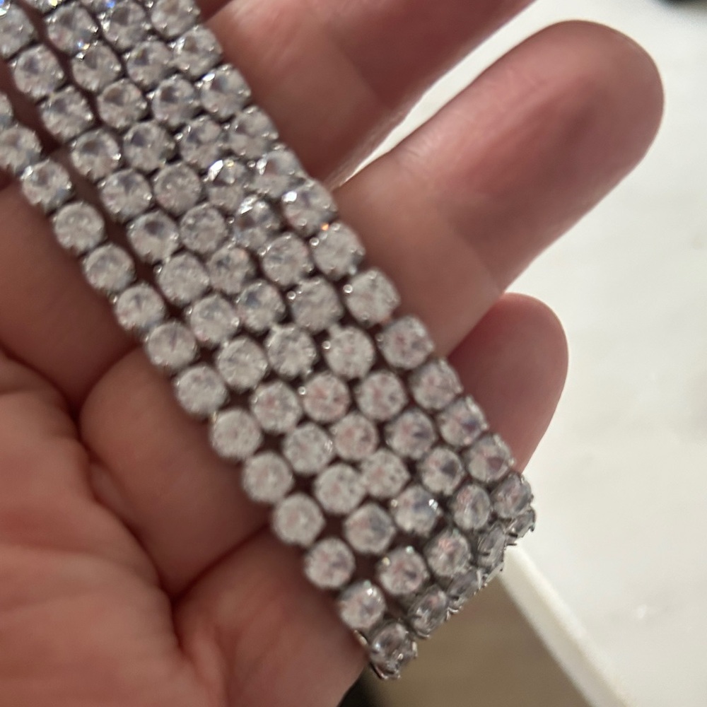 Stackable Silver Crystal Tennis Bracelet Set Of 5 - image 3